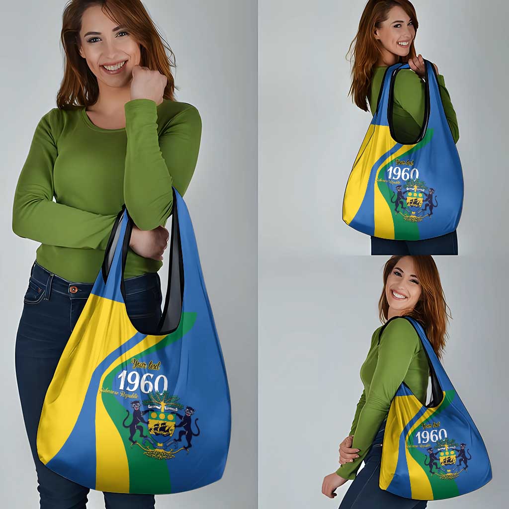 Personalized Gabon Independence Day 1960 Grocery Bag Gabonaise Coat of Arms - Wonder Print Shop