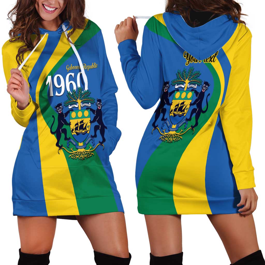 Personalized Gabon Independence Day 1960 Hoodie Dress Gabonaise Coat of Arms - Wonder Print Shop
