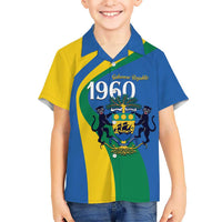 Personalized Gabon Independence Day 1960 Kid Hawaiian Shirt Gabonaise Coat of Arms - Wonder Print Shop