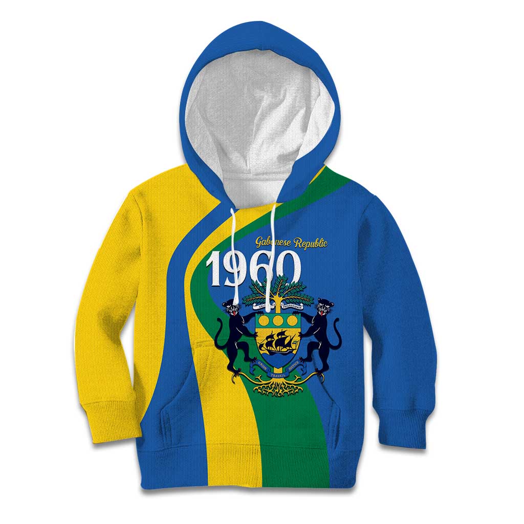 Personalized Gabon Independence Day 1960 Kid Hoodie Gabonaise Coat of Arms - Wonder Print Shop
