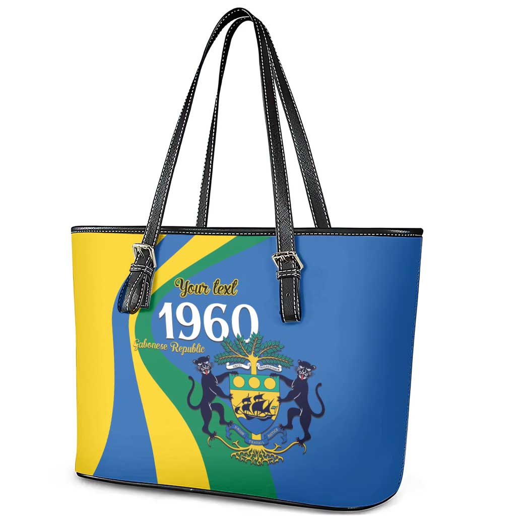 Personalized Gabon Independence Day 1960 Leather Tote Bag Gabonaise Coat of Arms - Wonder Print Shop
