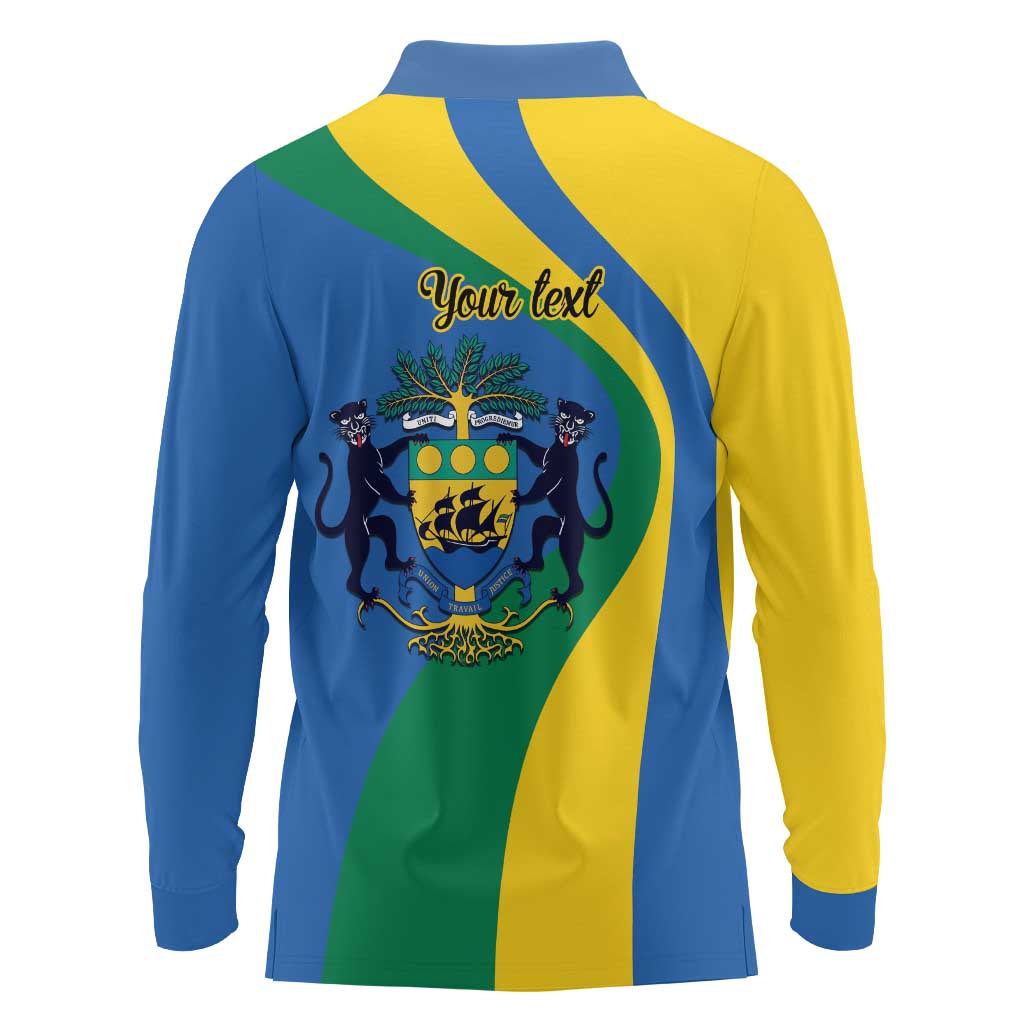 Personalized Gabon Independence Day 1960 Long Sleeve Polo Shirt Gabonaise Coat of Arms - Wonder Print Shop