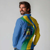 Personalized Gabon Independence Day 1960 Long Sleeve Polo Shirt Gabonaise Coat of Arms - Wonder Print Shop