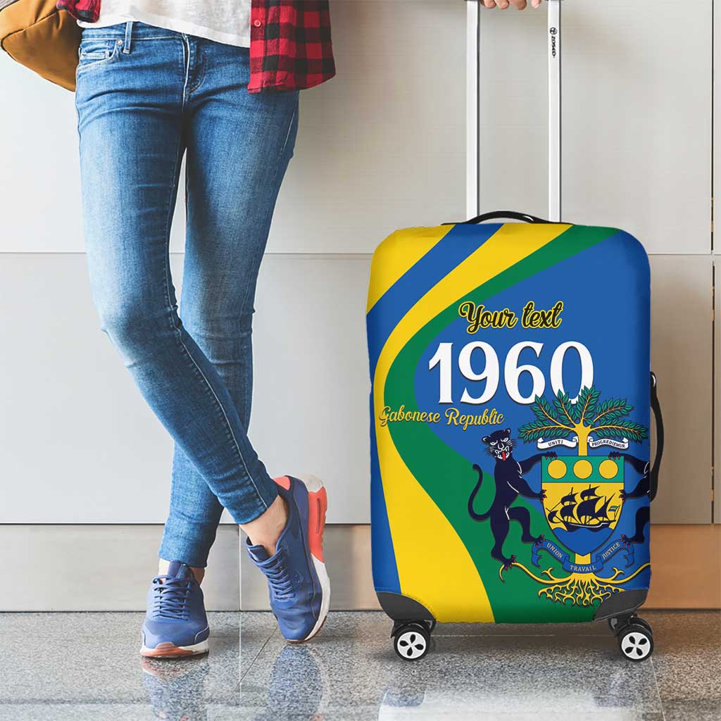 Personalized Gabon Independence Day 1960 Luggage Cover Gabonaise Coat of Arms - Wonder Print Shop
