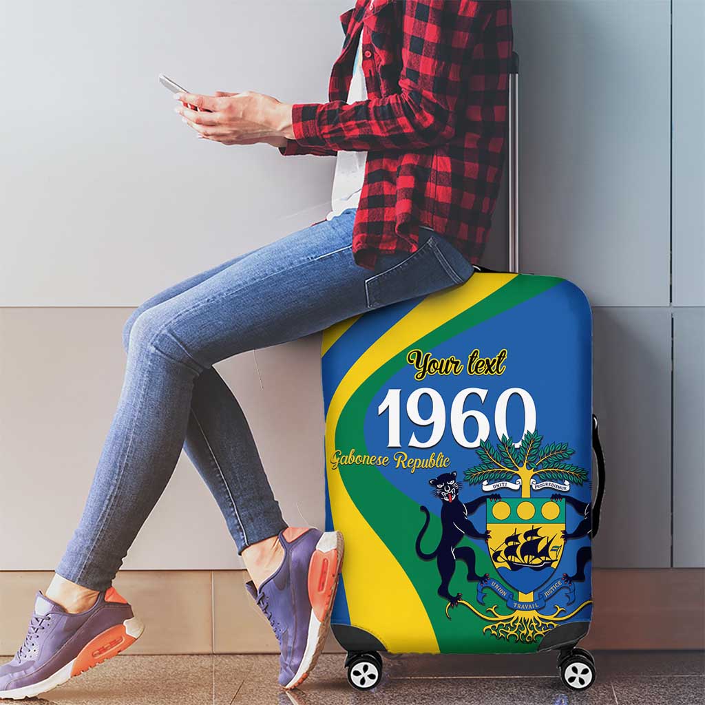 Personalized Gabon Independence Day 1960 Luggage Cover Gabonaise Coat of Arms - Wonder Print Shop