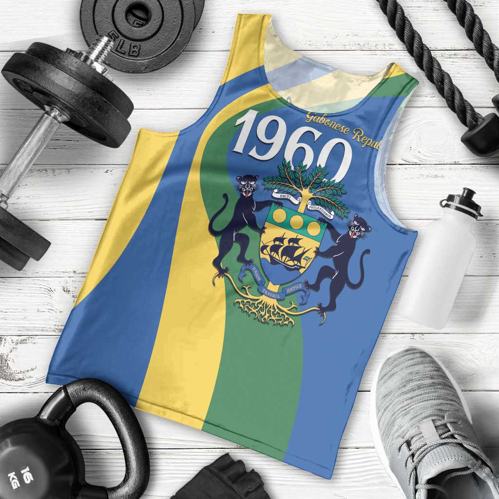 Personalized Gabon Independence Day 1960 Men Tank Top Gabonaise Coat of Arms - Wonder Print Shop