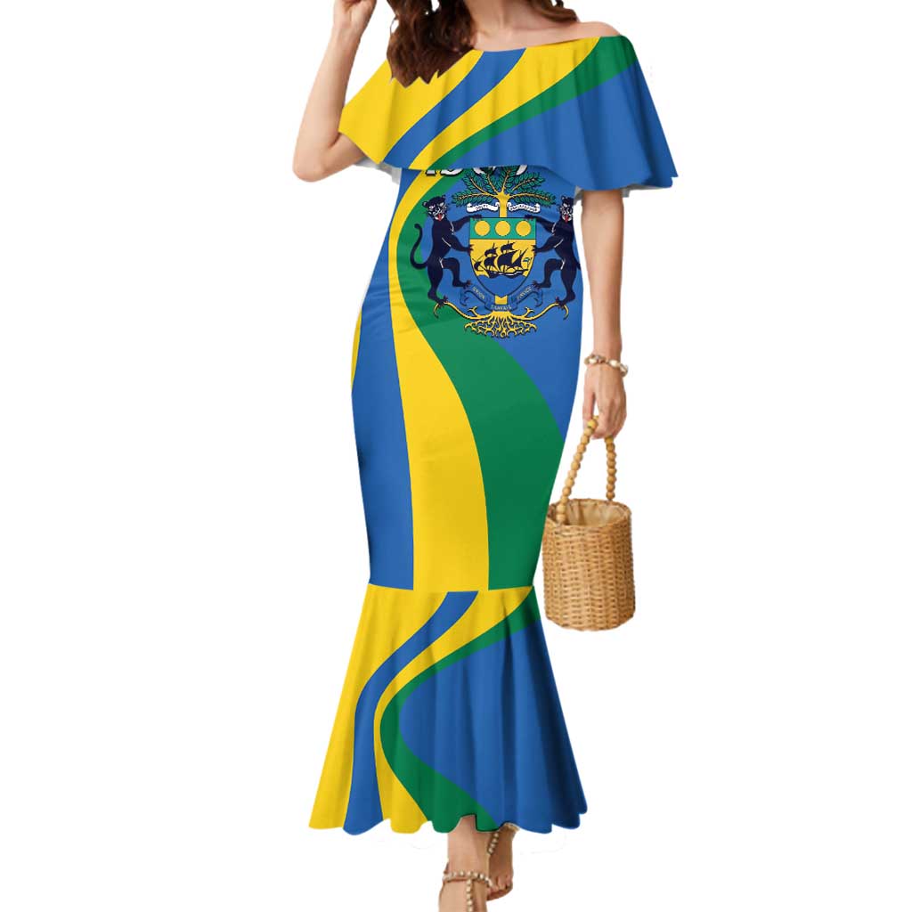 Personalized Gabon Independence Day 1960 Mermaid Dress Gabonaise Coat of Arms - Wonder Print Shop