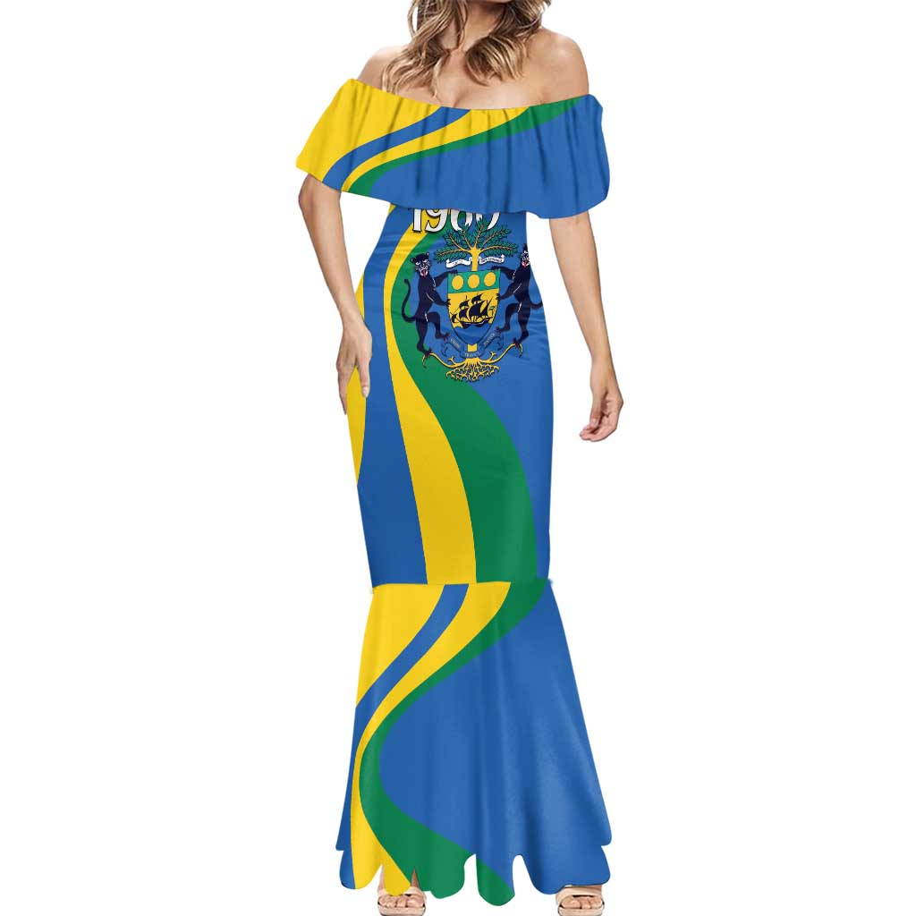 Personalized Gabon Independence Day 1960 Mermaid Dress Gabonaise Coat of Arms - Wonder Print Shop