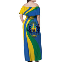 Personalized Gabon Independence Day 1960 Off Shoulder Maxi Dress Gabonaise Coat of Arms - Wonder Print Shop