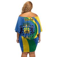 Personalized Gabon Independence Day 1960 Off Shoulder Short Dress Gabonaise Coat of Arms - Wonder Print Shop