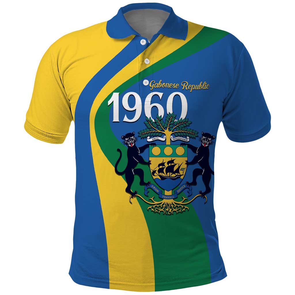 Personalized Gabon Independence Day 1960 Polo Shirt Gabonaise Coat of Arms - Wonder Print Shop