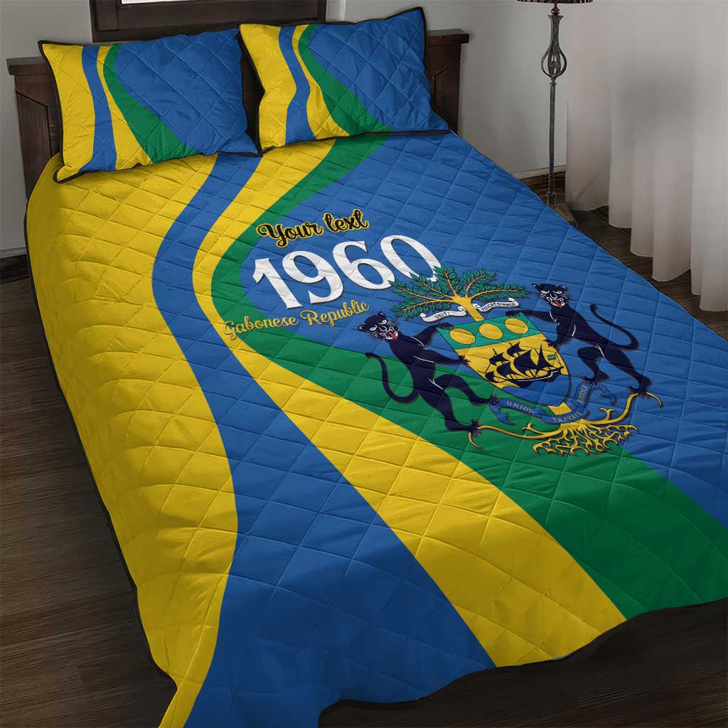 Personalized Gabon Independence Day 1960 Quilt Bed Set Gabonaise Coat of Arms - Wonder Print Shop