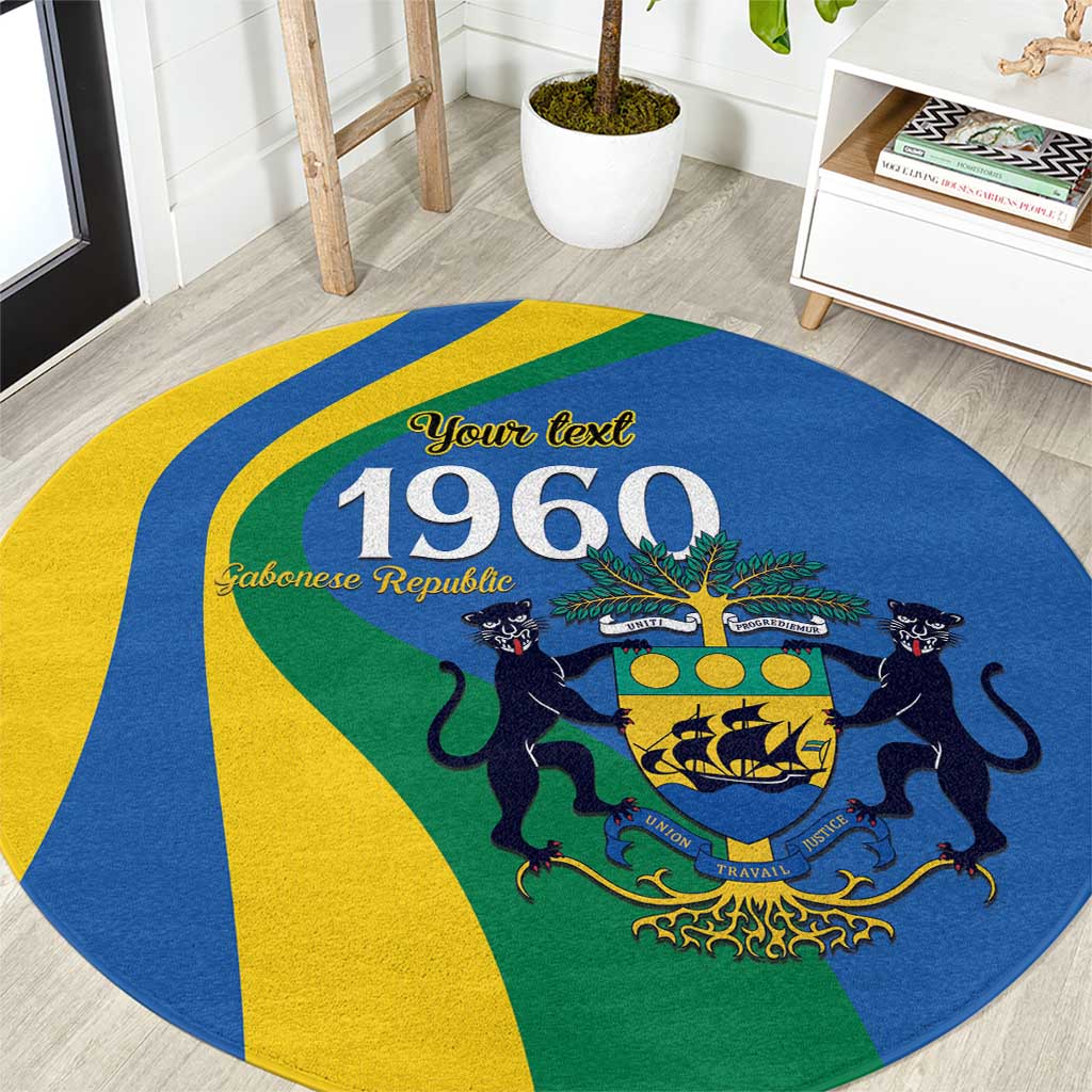 Personalized Gabon Independence Day 1960 Round Carpet Gabonaise Coat of Arms - Wonder Print Shop
