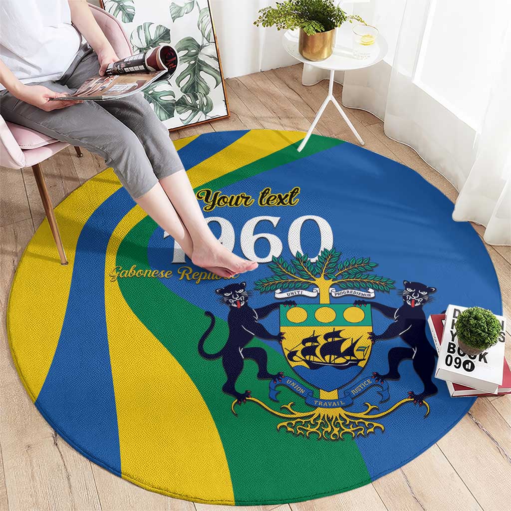 Personalized Gabon Independence Day 1960 Round Carpet Gabonaise Coat of Arms - Wonder Print Shop