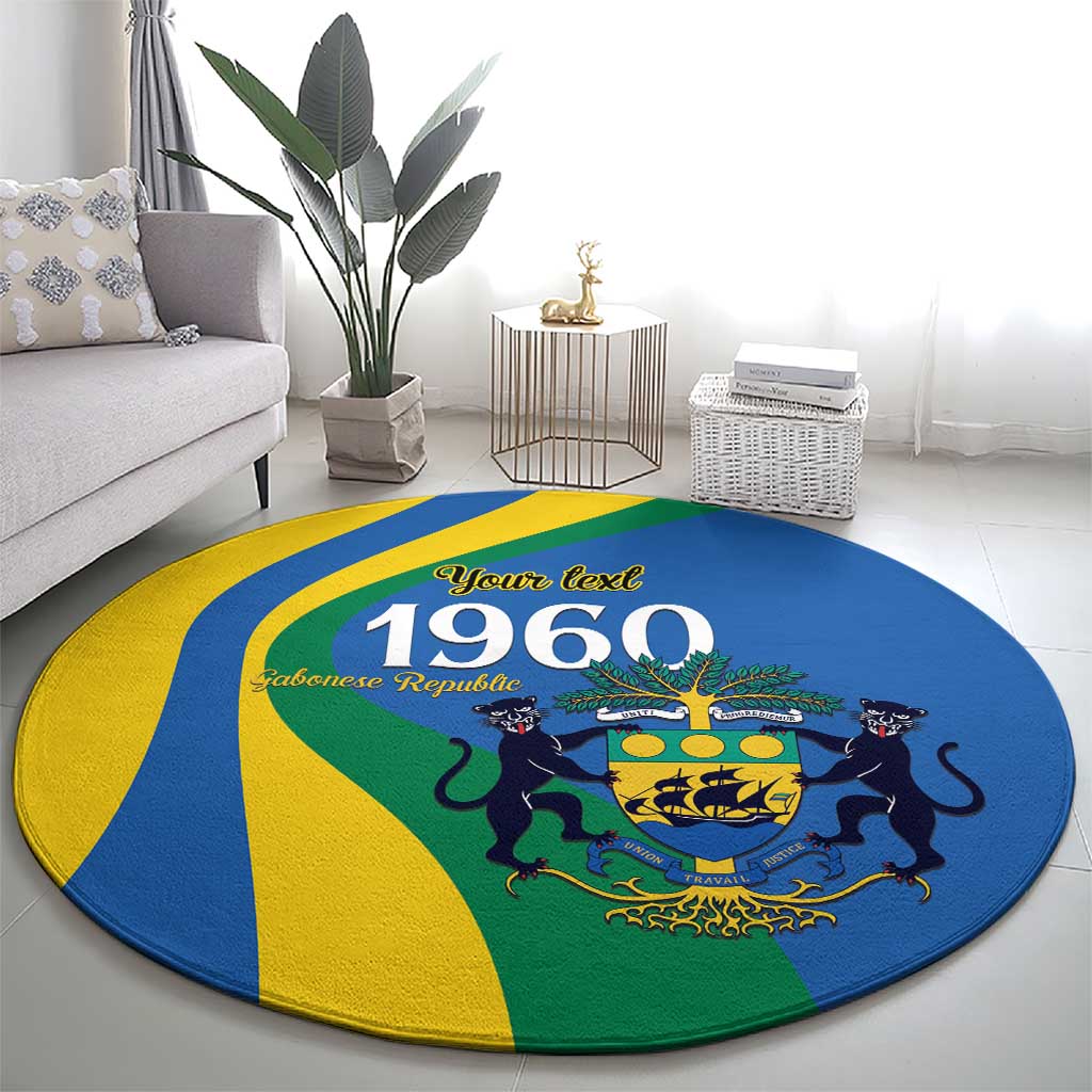 Personalized Gabon Independence Day 1960 Round Carpet Gabonaise Coat of Arms - Wonder Print Shop