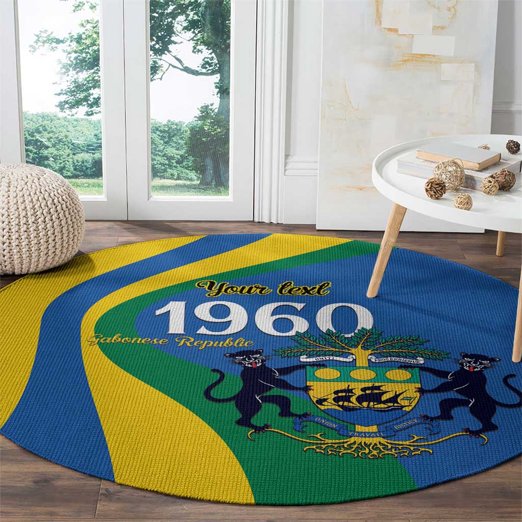 Personalized Gabon Independence Day 1960 Round Carpet Gabonaise Coat of Arms - Wonder Print Shop