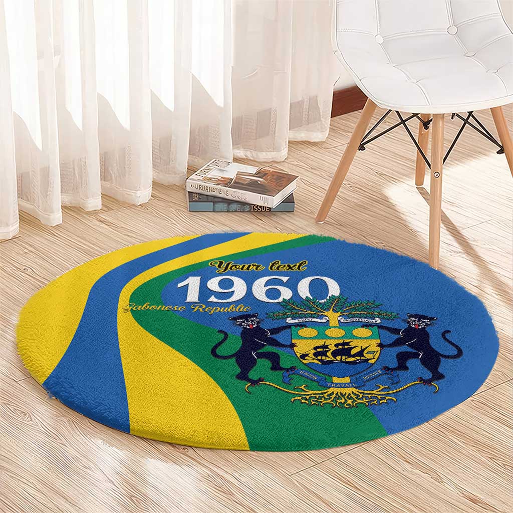Personalized Gabon Independence Day 1960 Round Carpet Gabonaise Coat of Arms - Wonder Print Shop