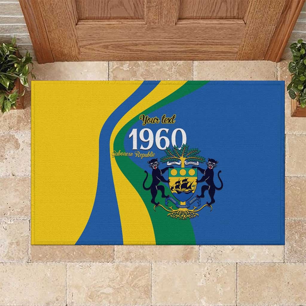 Personalized Gabon Independence Day 1960 Rubber Doormat Gabonaise Coat of Arms - Wonder Print Shop
