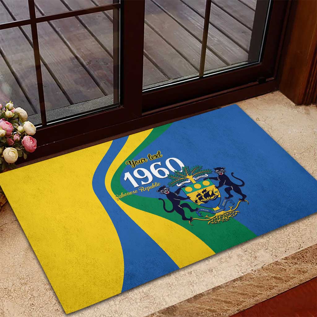 Personalized Gabon Independence Day 1960 Rubber Doormat Gabonaise Coat of Arms - Wonder Print Shop