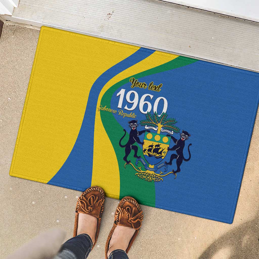 Personalized Gabon Independence Day 1960 Rubber Doormat Gabonaise Coat of Arms - Wonder Print Shop