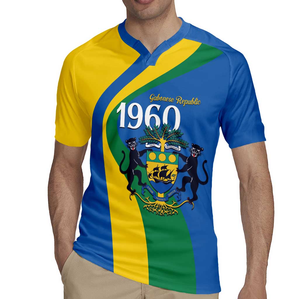 Personalized Gabon Independence Day 1960 Rugby Jersey Gabonaise Coat of Arms - Wonder Print Shop