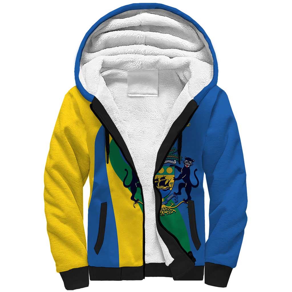 Personalized Gabon Independence Day 1960 Sherpa Hoodie Gabonaise Coat of Arms - Wonder Print Shop