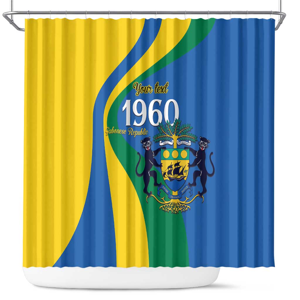Personalized Gabon Independence Day 1960 Shower Curtain Gabonaise Coat of Arms - Wonder Print Shop