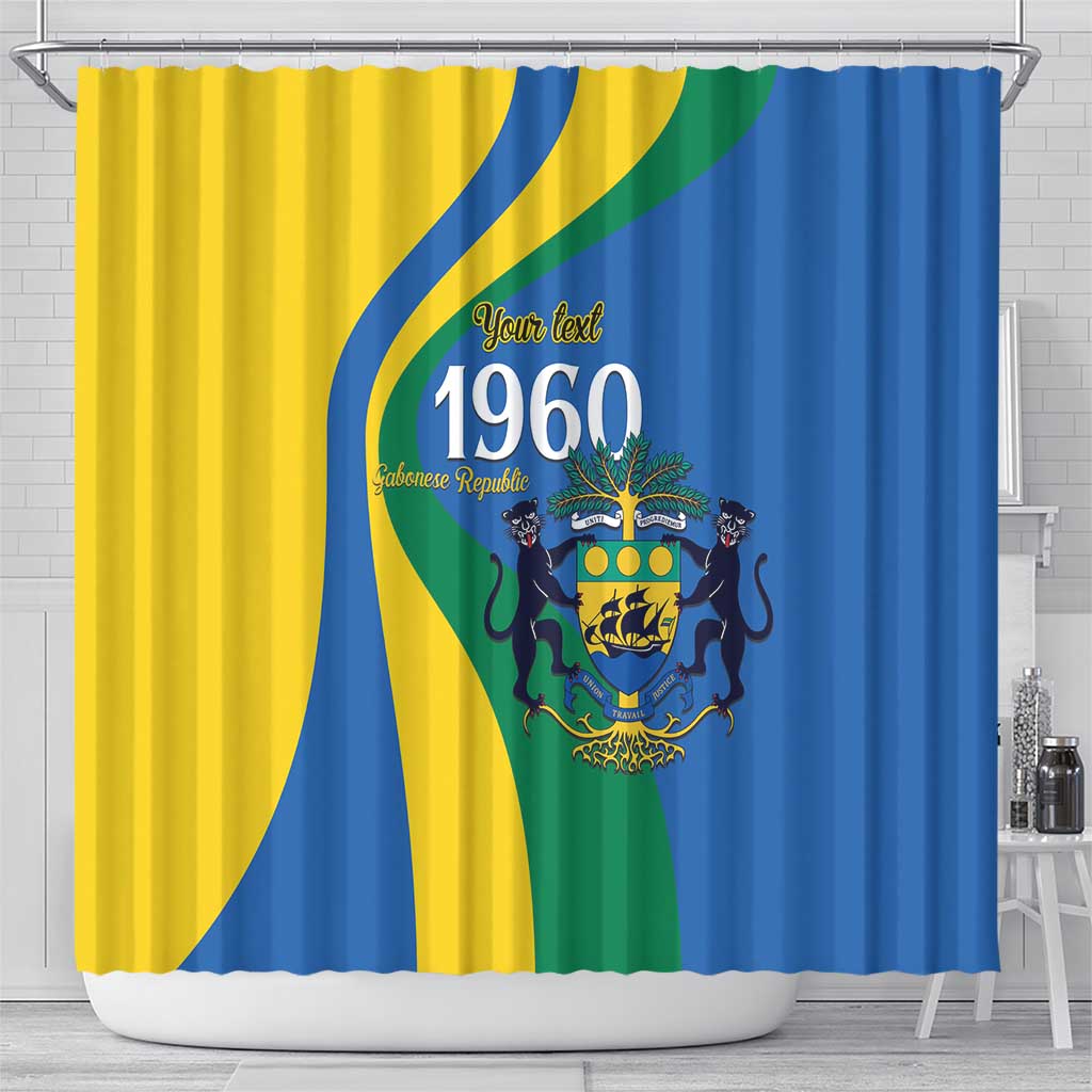 Personalized Gabon Independence Day 1960 Shower Curtain Gabonaise Coat of Arms - Wonder Print Shop