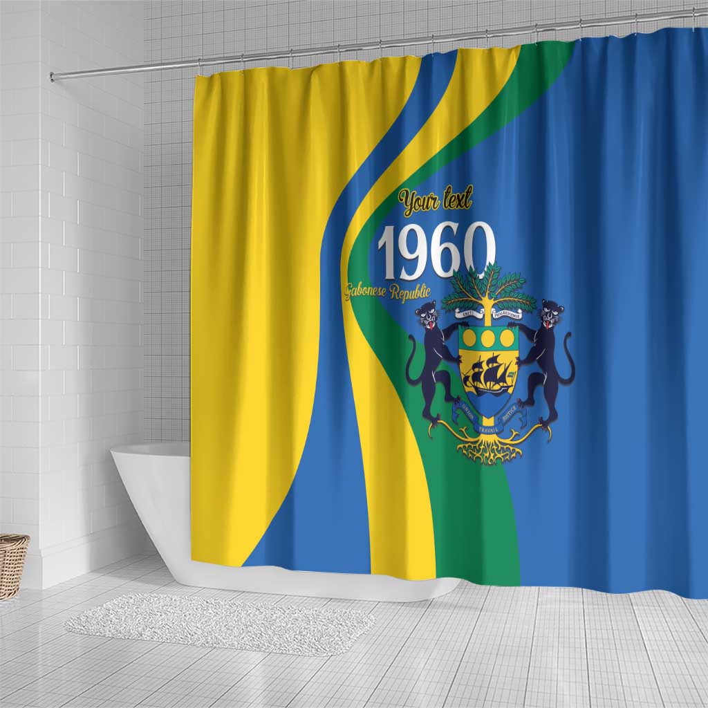 Personalized Gabon Independence Day 1960 Shower Curtain Gabonaise Coat of Arms - Wonder Print Shop