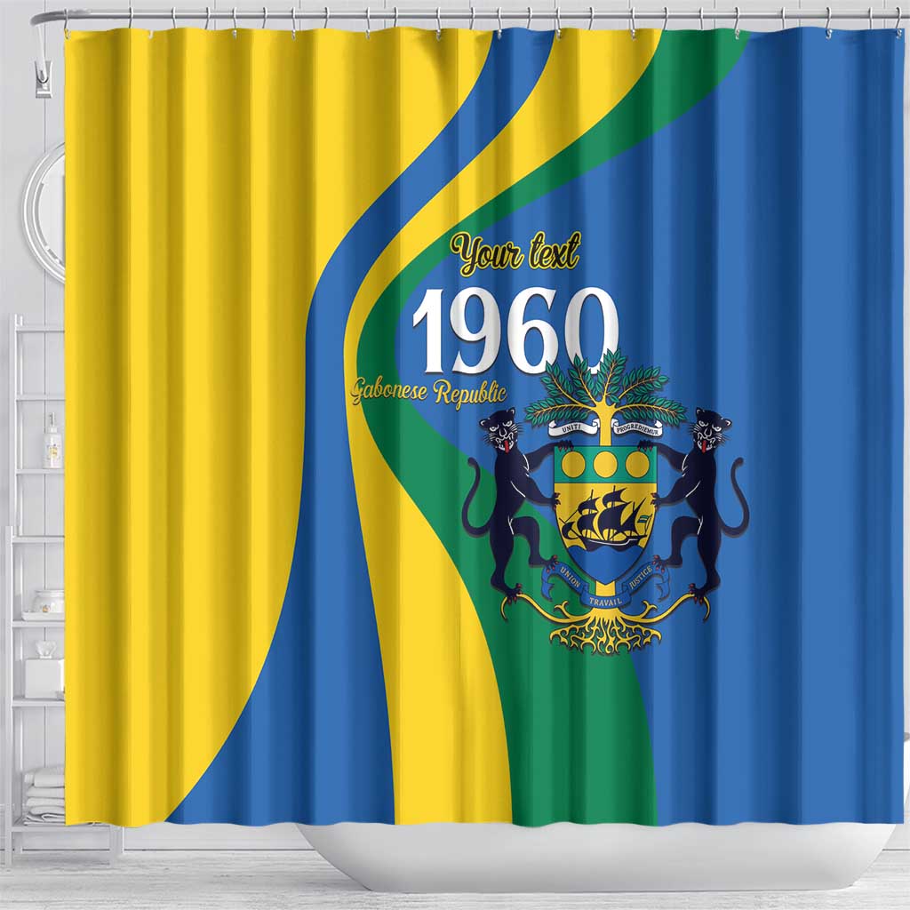 Personalized Gabon Independence Day 1960 Shower Curtain Gabonaise Coat of Arms - Wonder Print Shop
