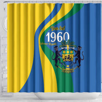 Personalized Gabon Independence Day 1960 Shower Curtain Gabonaise Coat of Arms - Wonder Print Shop