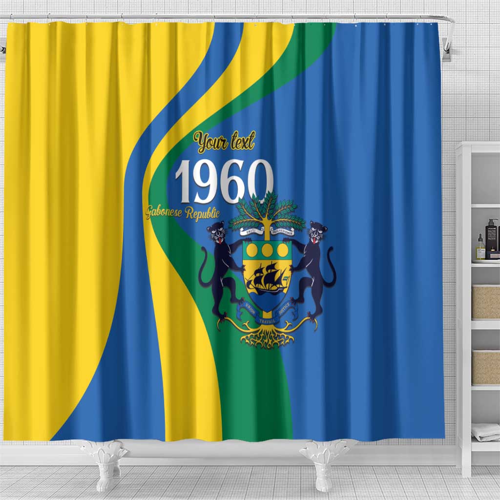 Personalized Gabon Independence Day 1960 Shower Curtain Gabonaise Coat of Arms - Wonder Print Shop