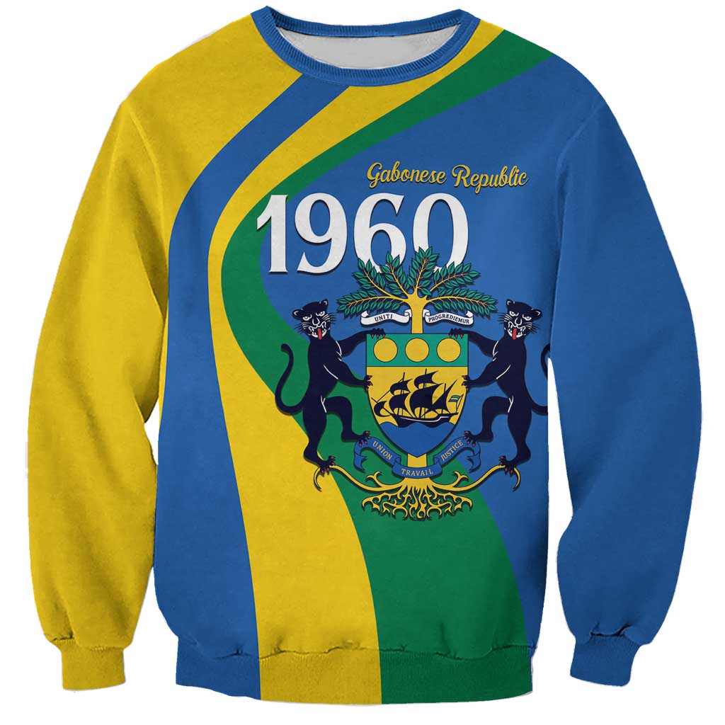 Personalized Gabon Independence Day 1960 Sweatshirt Gabonaise Coat of Arms - Wonder Print Shop