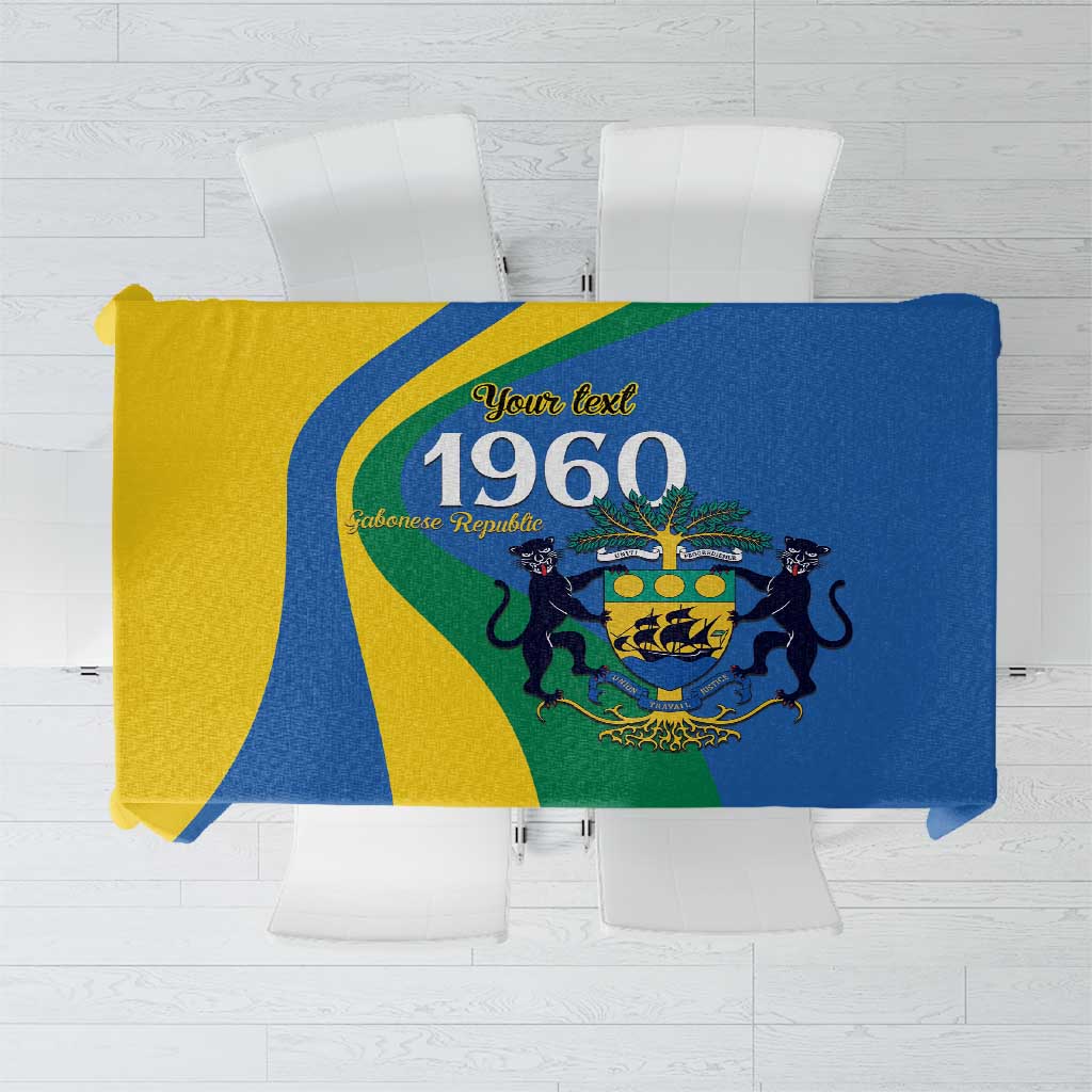 Personalized Gabon Independence Day 1960 Tablecloth Gabonaise Coat of Arms - Wonder Print Shop