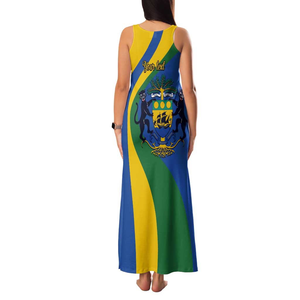 Personalized Gabon Independence Day 1960 Tank Maxi Dress Gabonaise Coat of Arms - Wonder Print Shop