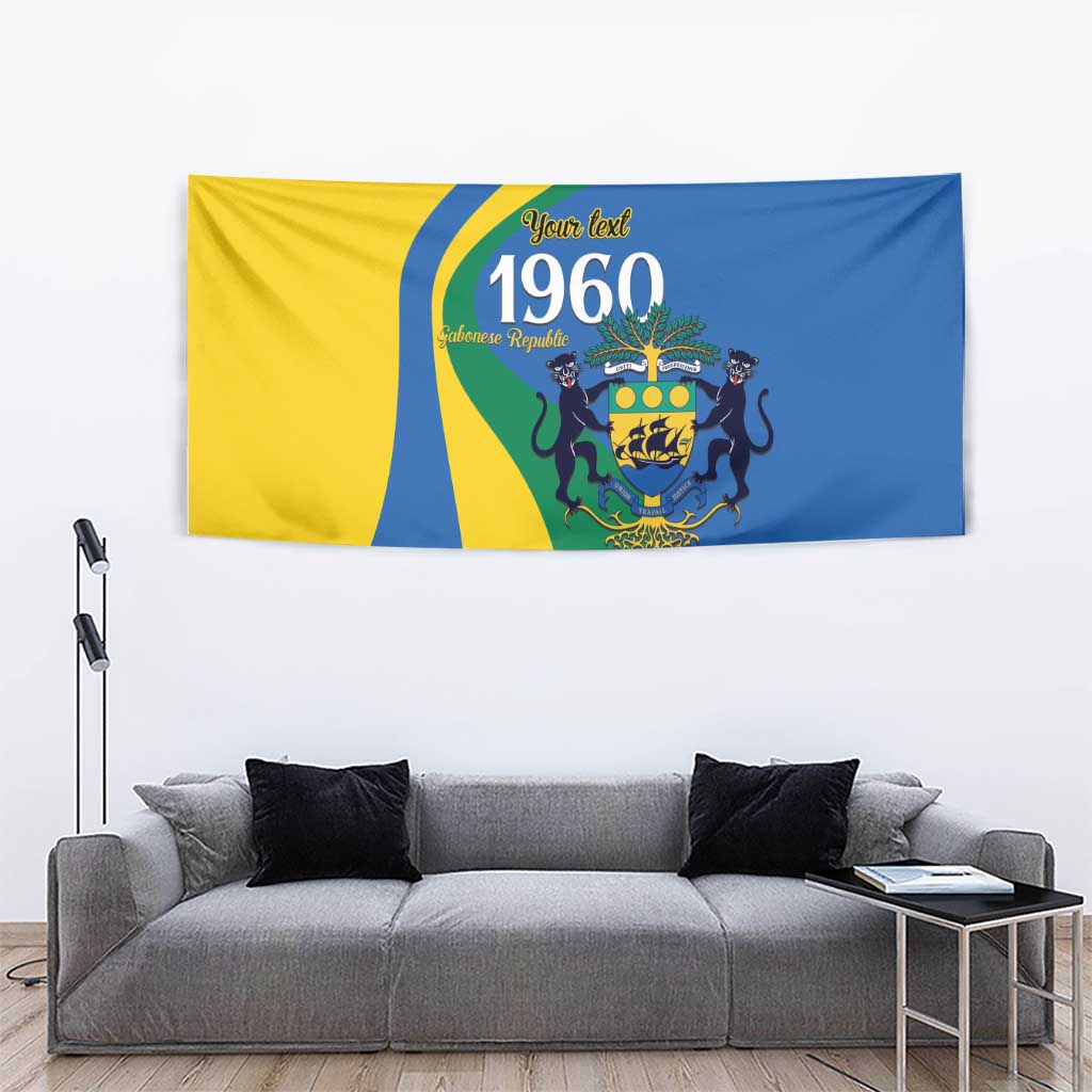 Personalized Gabon Independence Day 1960 Tapestry Gabonaise Coat of Arms - Wonder Print Shop