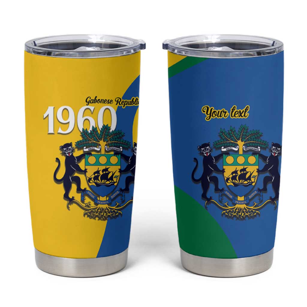 Personalized Gabon Independence Day 1960 Tumbler Cup Gabonaise Coat of Arms - Wonder Print Shop