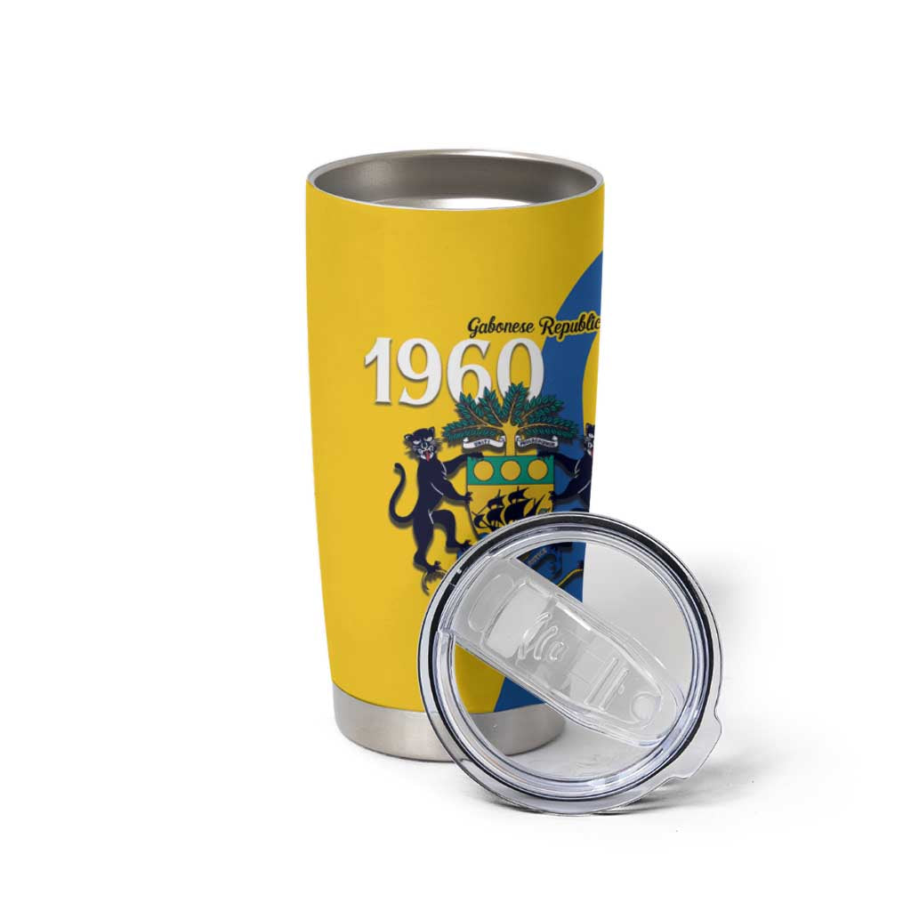 Personalized Gabon Independence Day 1960 Tumbler Cup Gabonaise Coat of Arms - Wonder Print Shop
