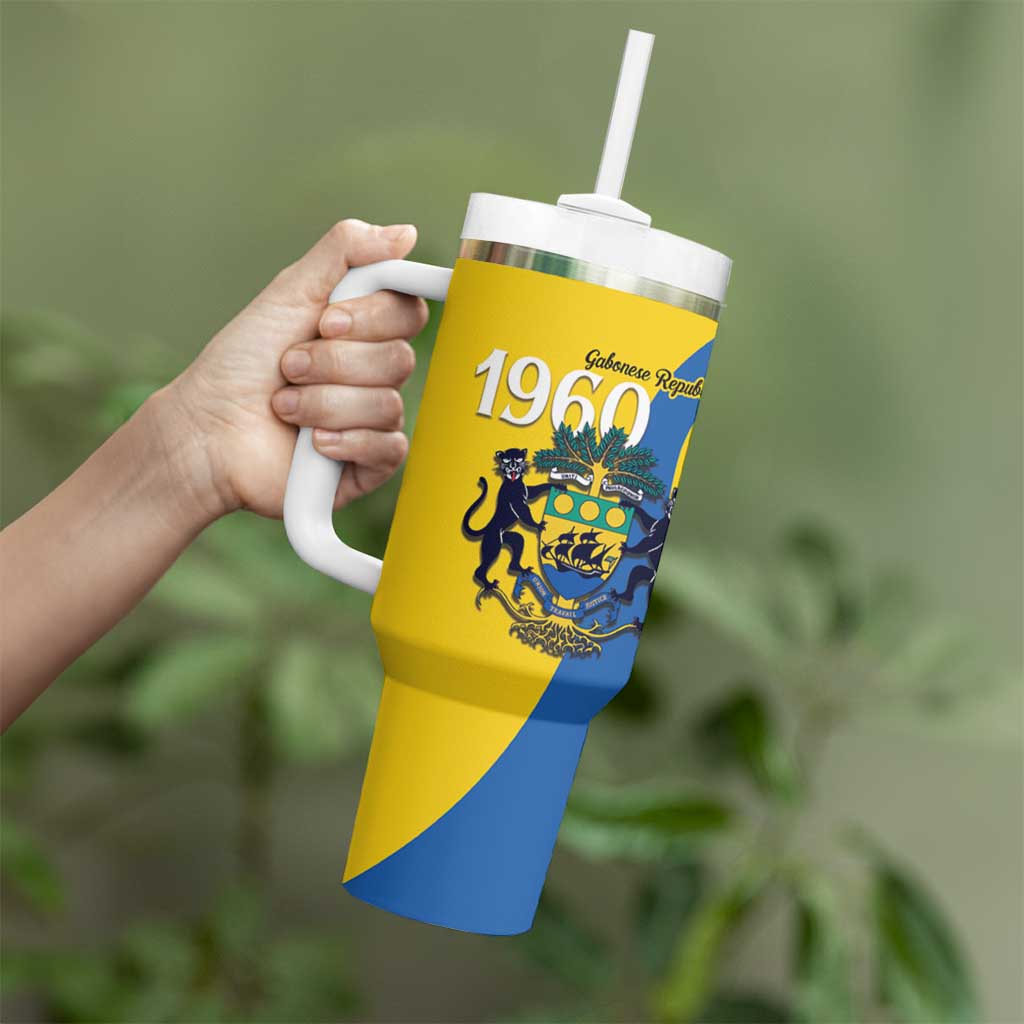Personalized Gabon Independence Day 1960 Tumbler With Handle Gabonaise Coat of Arms - Wonder Print Shop
