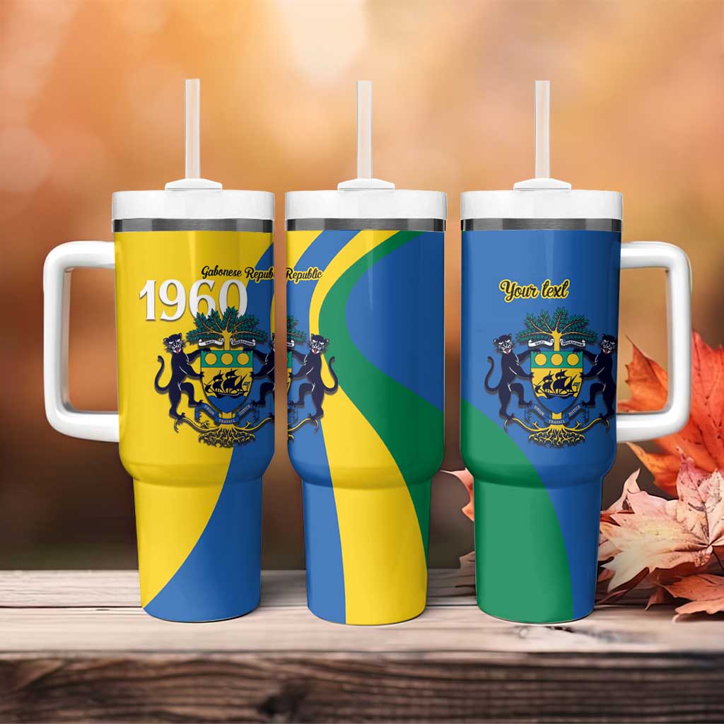 Personalized Gabon Independence Day 1960 Tumbler With Handle Gabonaise Coat of Arms - Wonder Print Shop