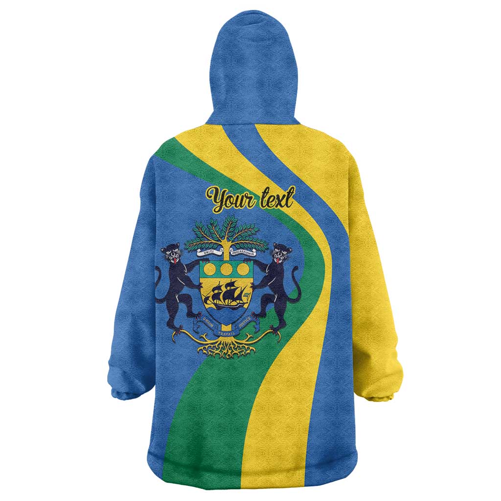 Personalized Gabon Independence Day 1960 Wearable Blanket Hoodie Gabonaise Coat of Arms - Wonder Print Shop