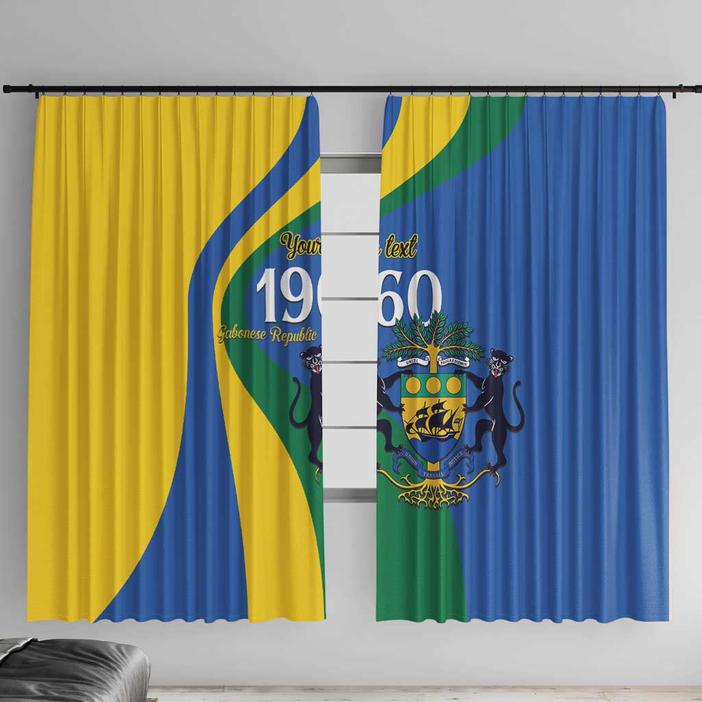 Personalized Gabon Independence Day 1960 Window Curtain Gabonaise Coat of Arms - Wonder Print Shop