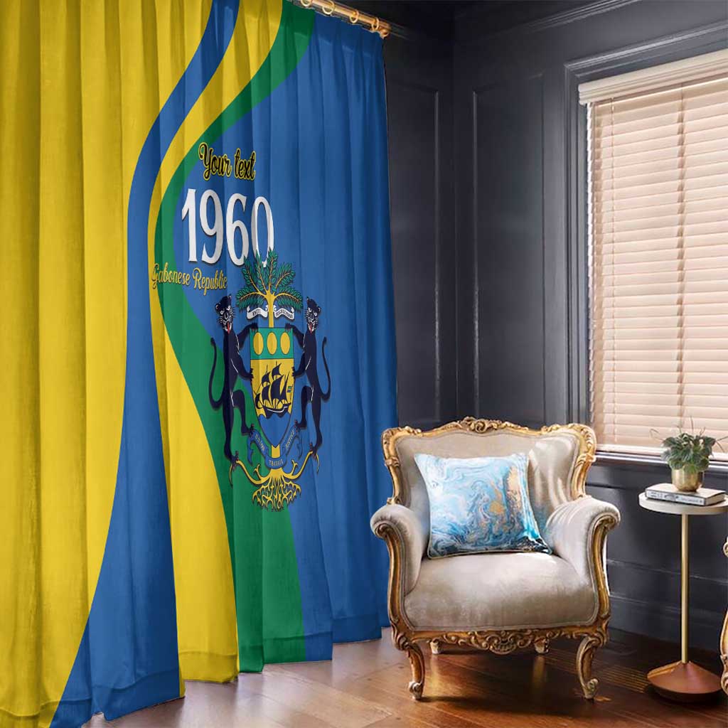 Personalized Gabon Independence Day 1960 Window Curtain Gabonaise Coat of Arms - Wonder Print Shop