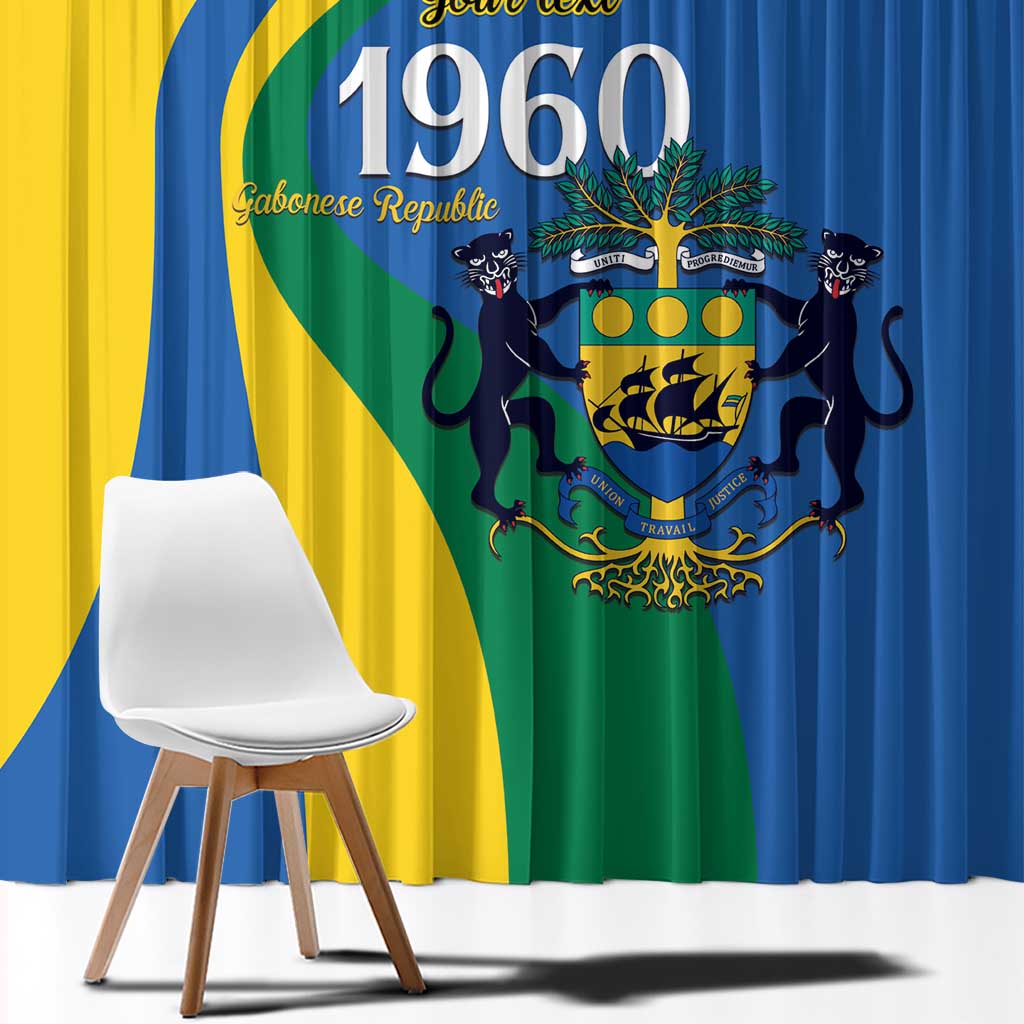 Personalized Gabon Independence Day 1960 Window Curtain Gabonaise Coat of Arms - Wonder Print Shop