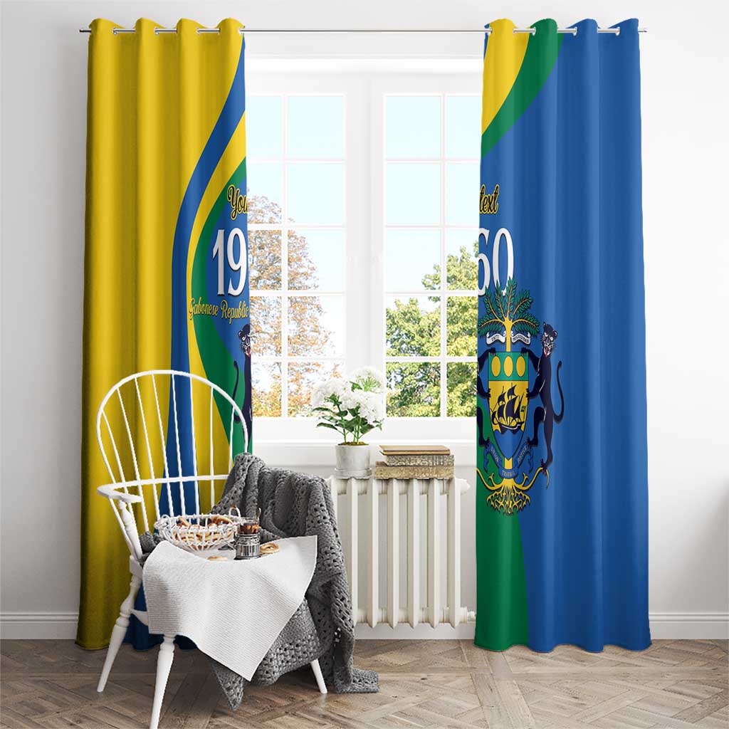 Personalized Gabon Independence Day 1960 Window Curtain Gabonaise Coat of Arms - Wonder Print Shop