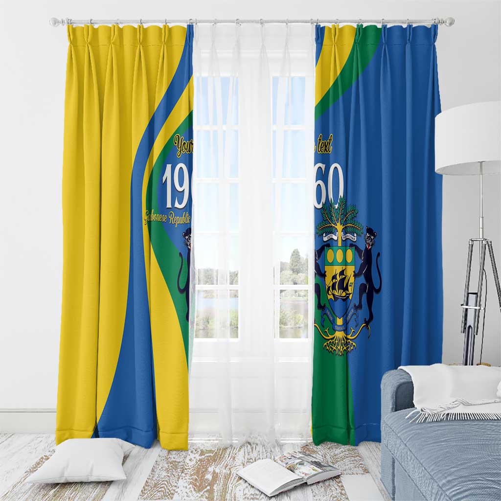 Personalized Gabon Independence Day 1960 Window Curtain Gabonaise Coat of Arms - Wonder Print Shop