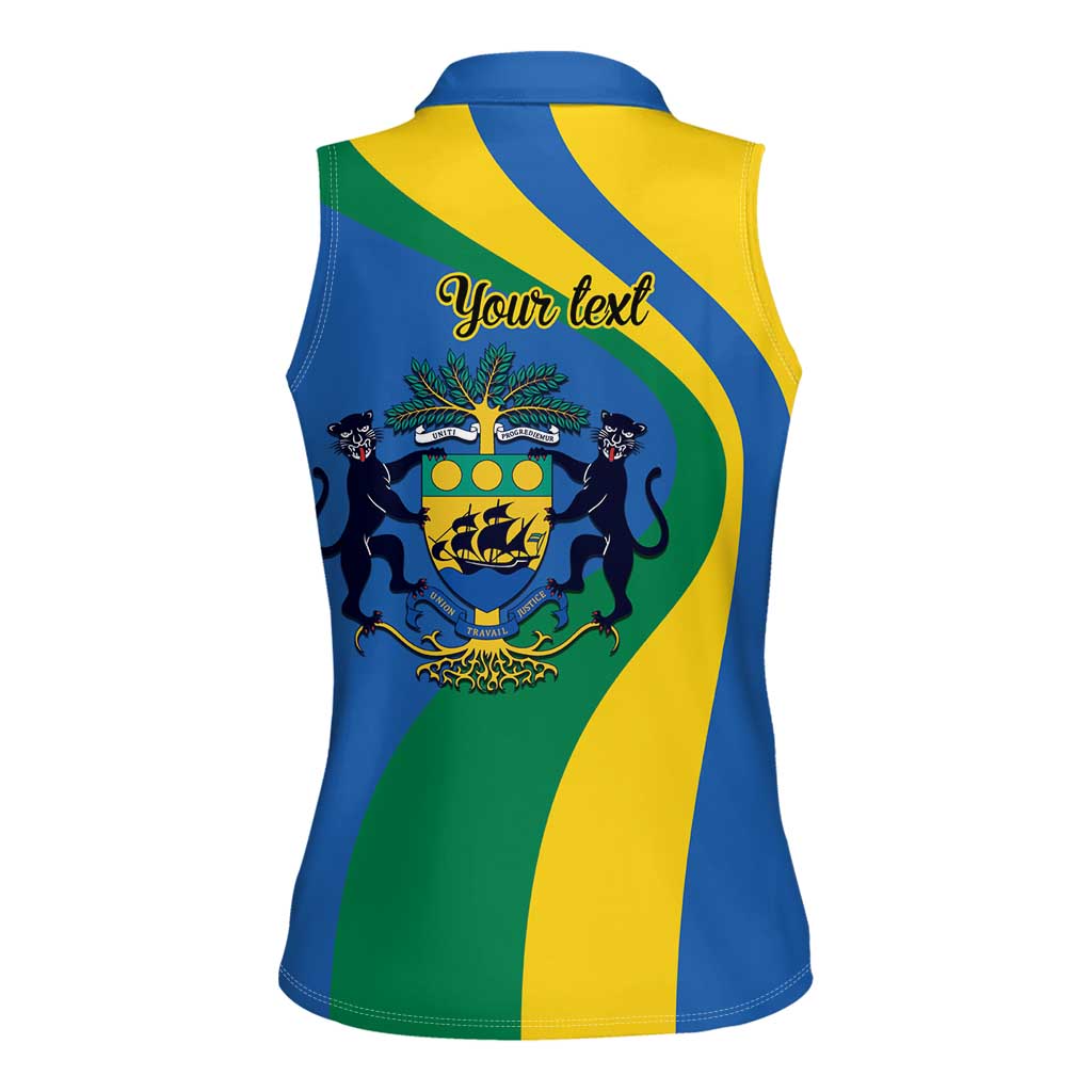 Personalized Gabon Independence Day 1960 Women Sleeveless Polo Shirt Gabonaise Coat of Arms - Wonder Print Shop