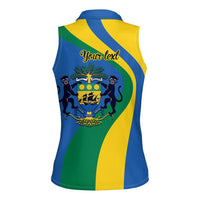 Personalized Gabon Independence Day 1960 Women Sleeveless Polo Shirt Gabonaise Coat of Arms - Wonder Print Shop