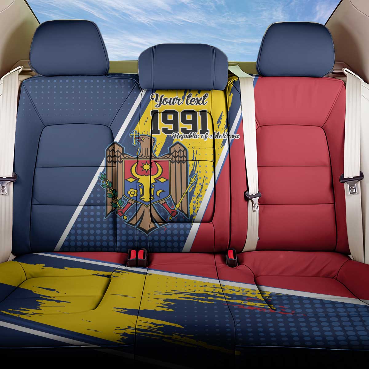 Personalized Moldova Independence Day 1991 Back Car Seat Cover One People One Nation - Wonder Print Shop