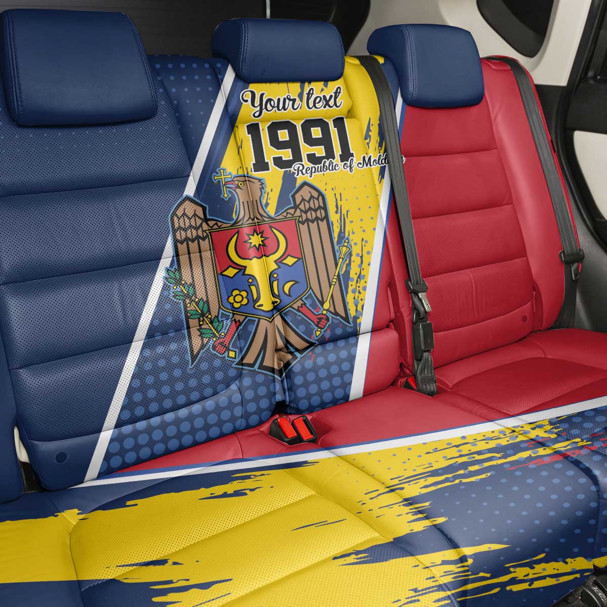 Personalized Moldova Independence Day 1991 Back Car Seat Cover One People One Nation - Wonder Print Shop
